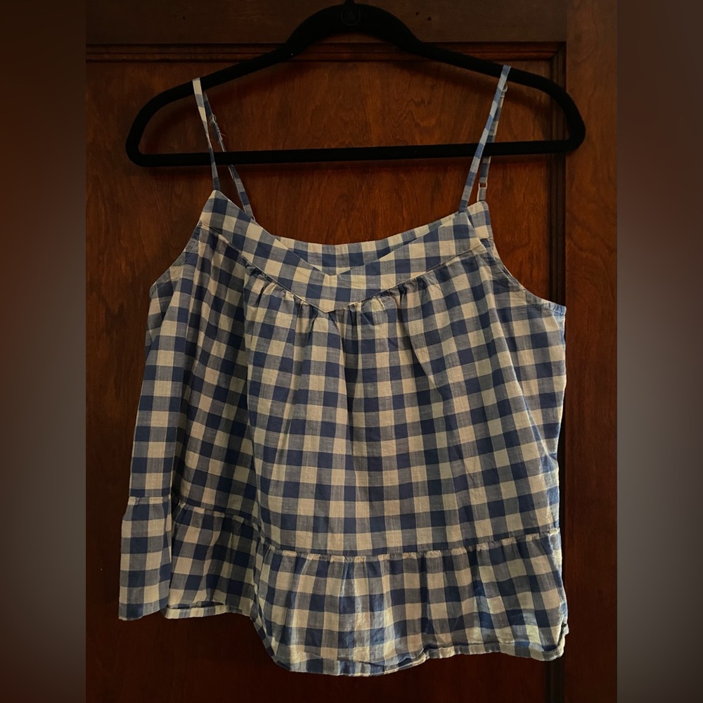 GAP Blue and White Checkered Women's Top